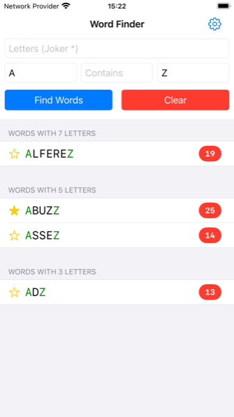 Dark theme word unscrambler interface